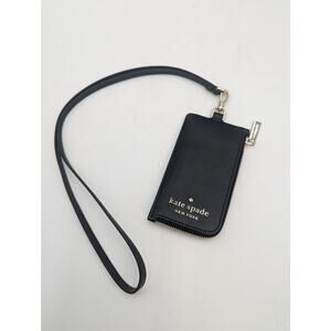 NWT Kate Spade Staci Card Case Lanyard Black MSRP $99